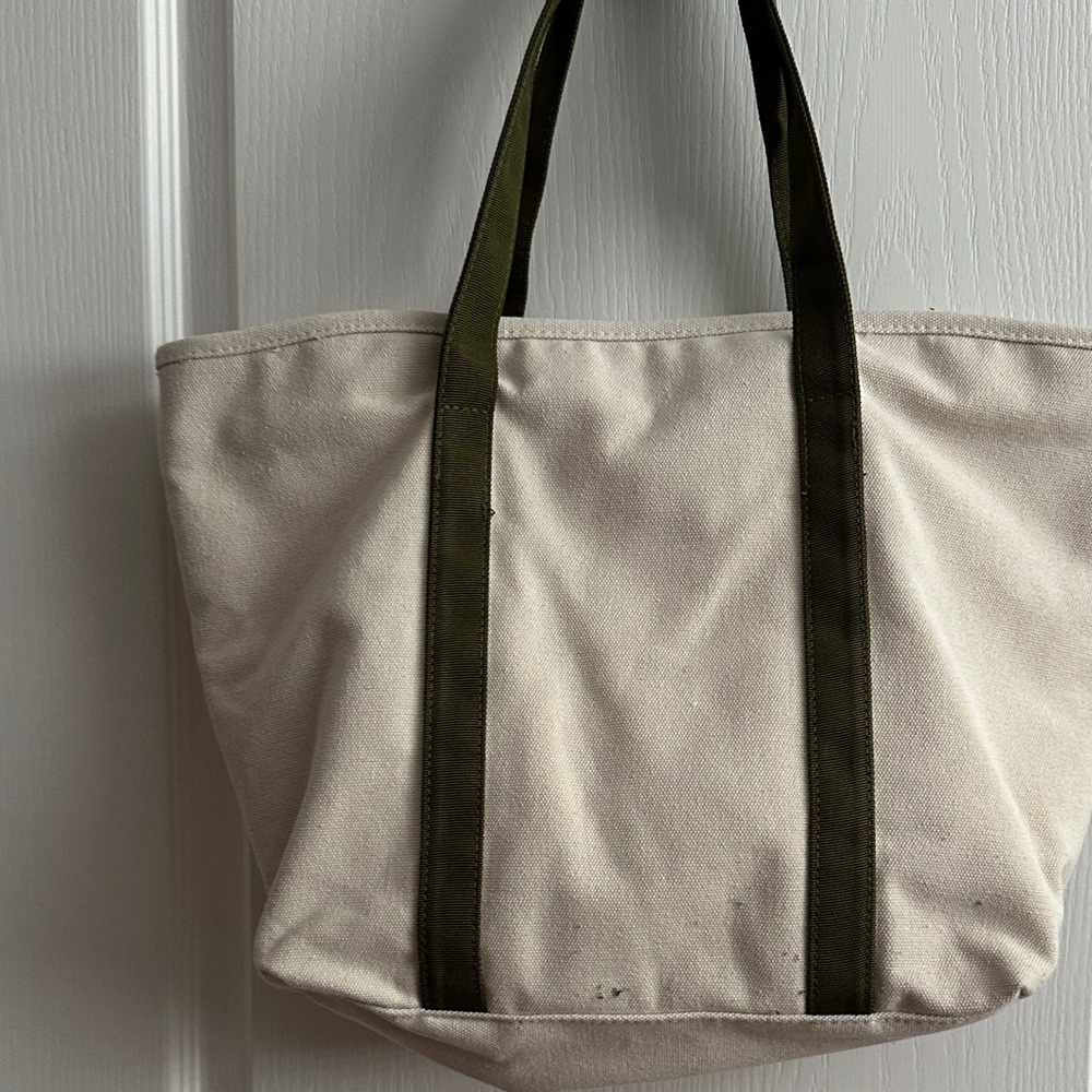 Canvas Tote Bag with Dark Green Straps